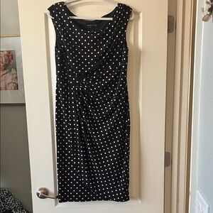 connected apparel Black Midi Dress with Pink Polka Dots